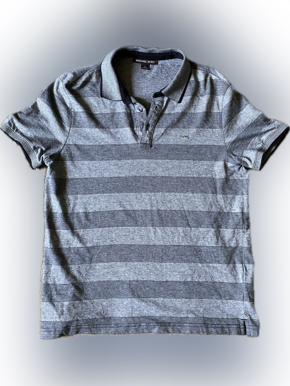 Michael Kors Men’s Small Gray & Charcoal Striped Polo